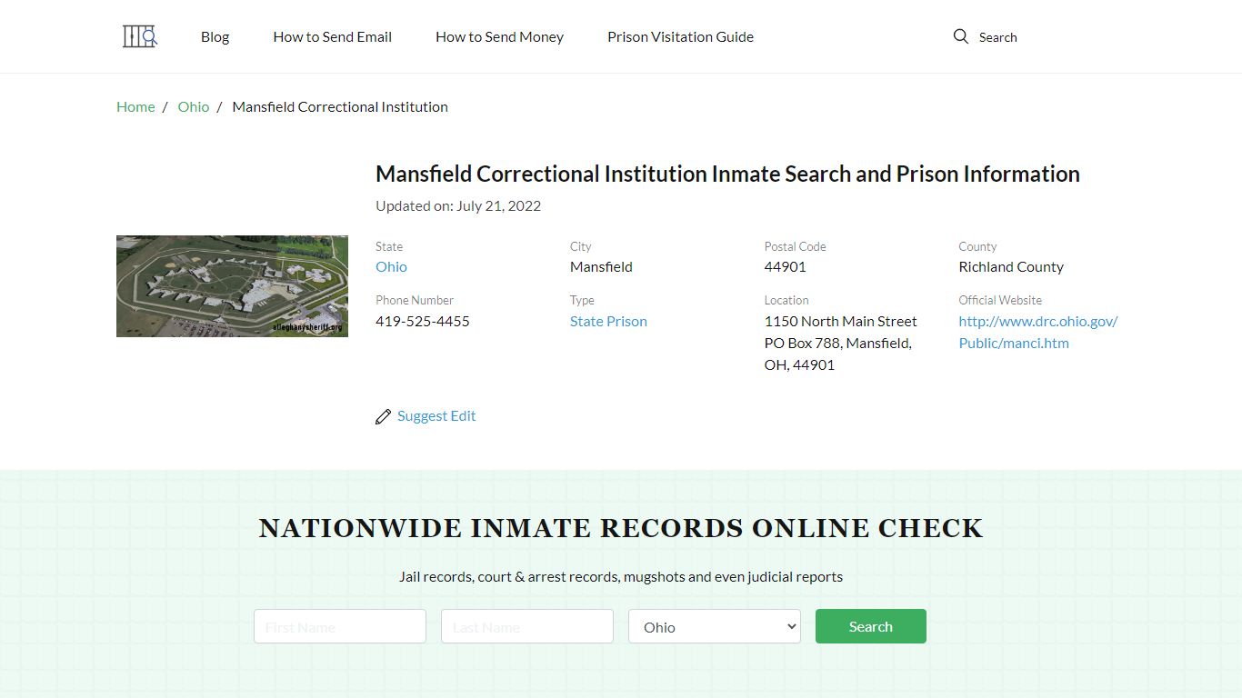 Mansfield Correctional Institution Inmate Search ...